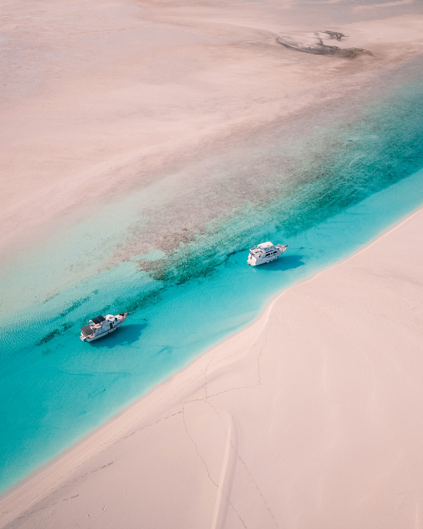 Aerial view of white sand beach